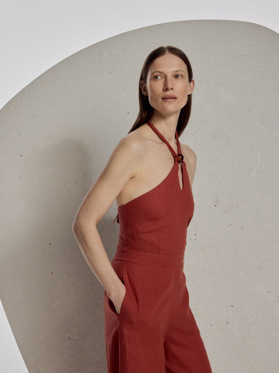 Linen jumpsuit - copper - RESERVED - 4