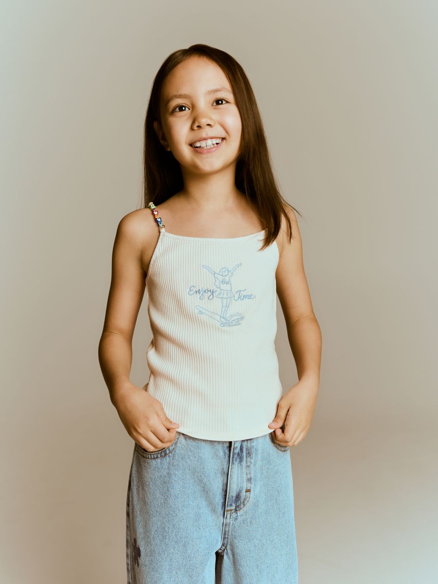 Top with ornamental straps - peach - RESERVED - 2