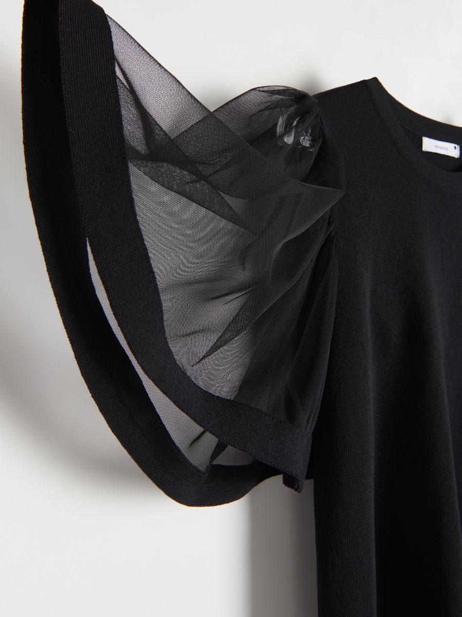 Blouse with transparent sleeves - black - RESERVED - 4