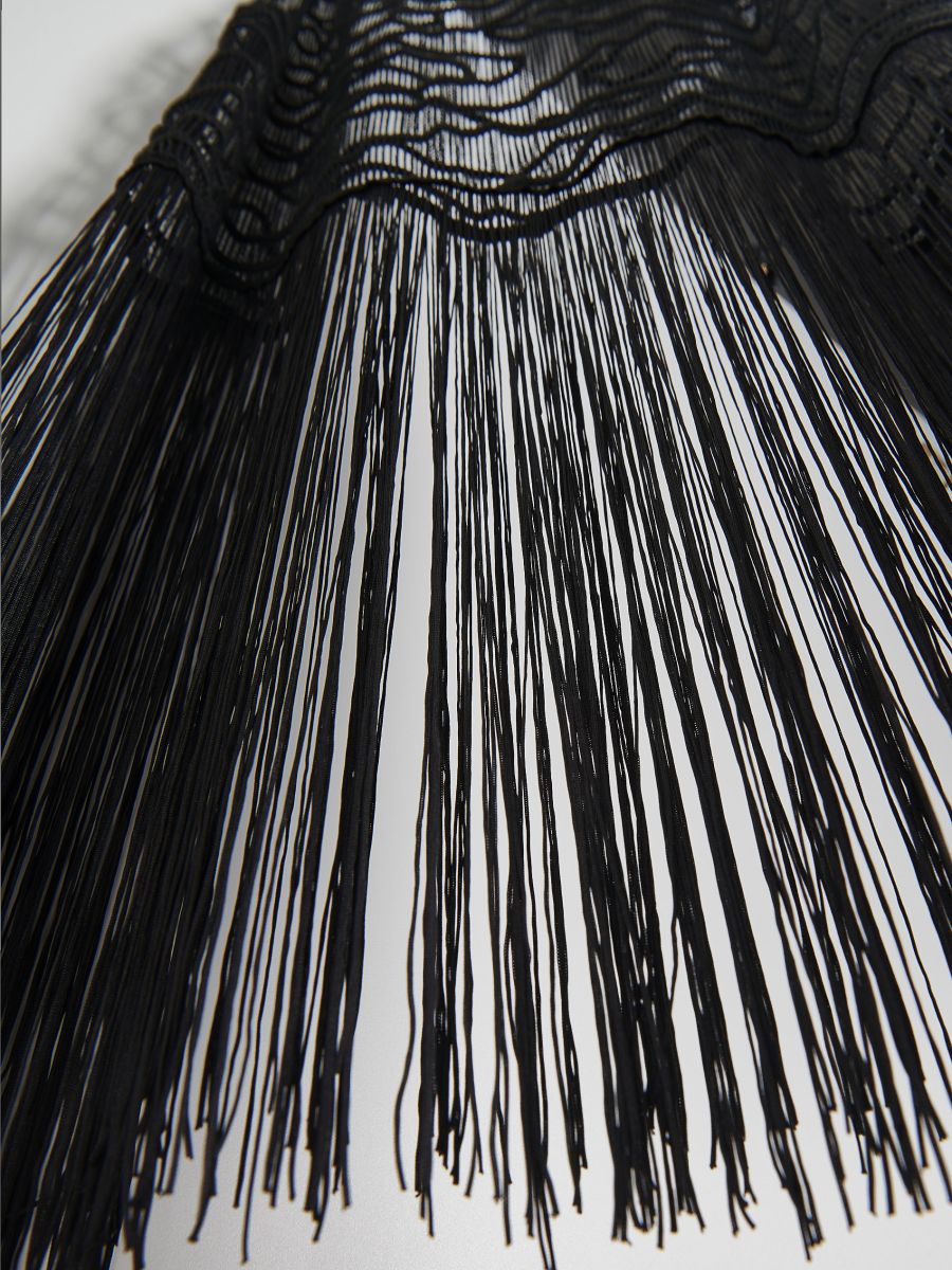 Cache-maillot de plage maxi à franges - Noir - RESERVED - 7