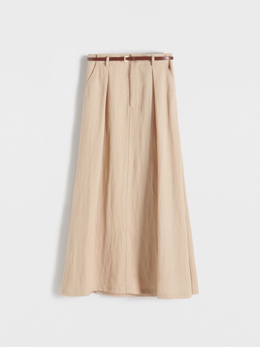 Maxi skirt with belt Color beige - RESERVED - 5646B-08X