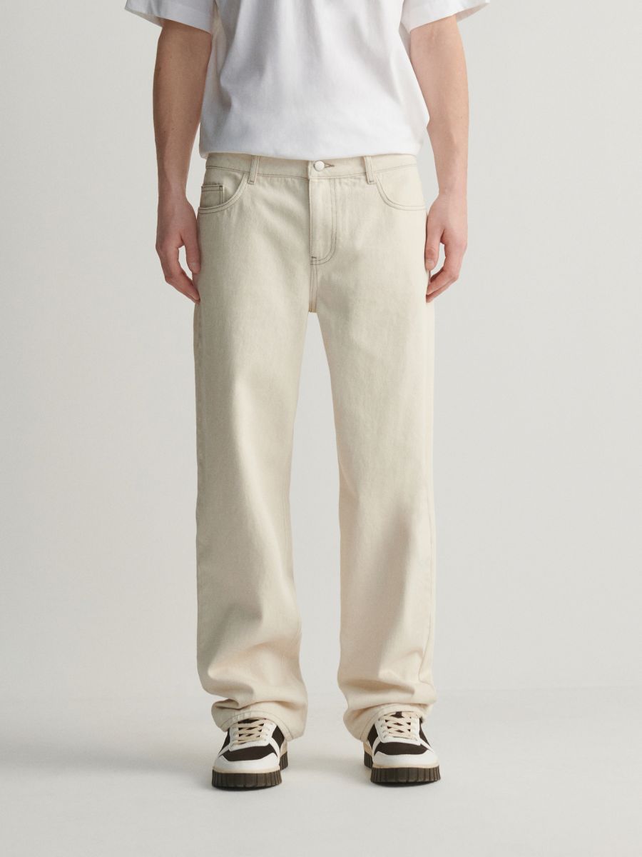 Whistles Emily Cotton Button Front Trousers In Cream | ModeSens