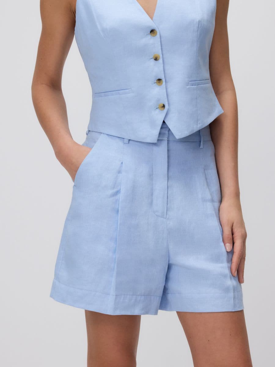 Pleated linen shorts - pale blue - RESERVED - 5