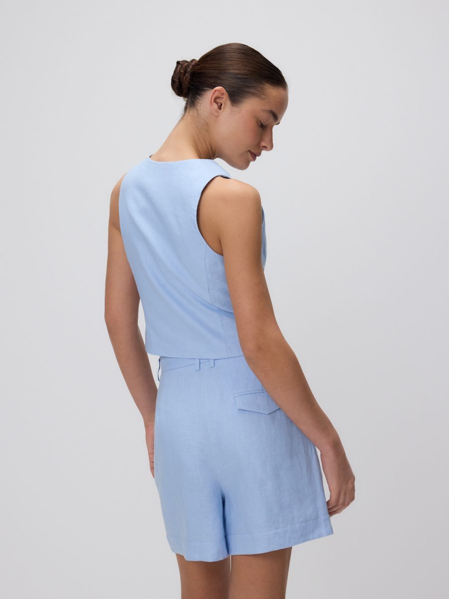 Pleated linen shorts - pale blue - RESERVED - 6