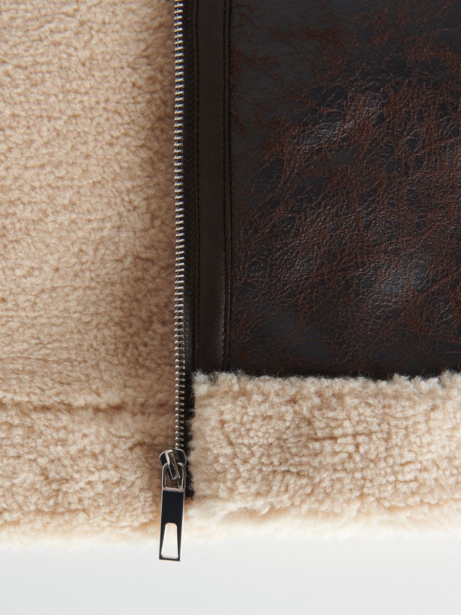 Jacket with faux fur lining - dark brown - RESERVED - 5