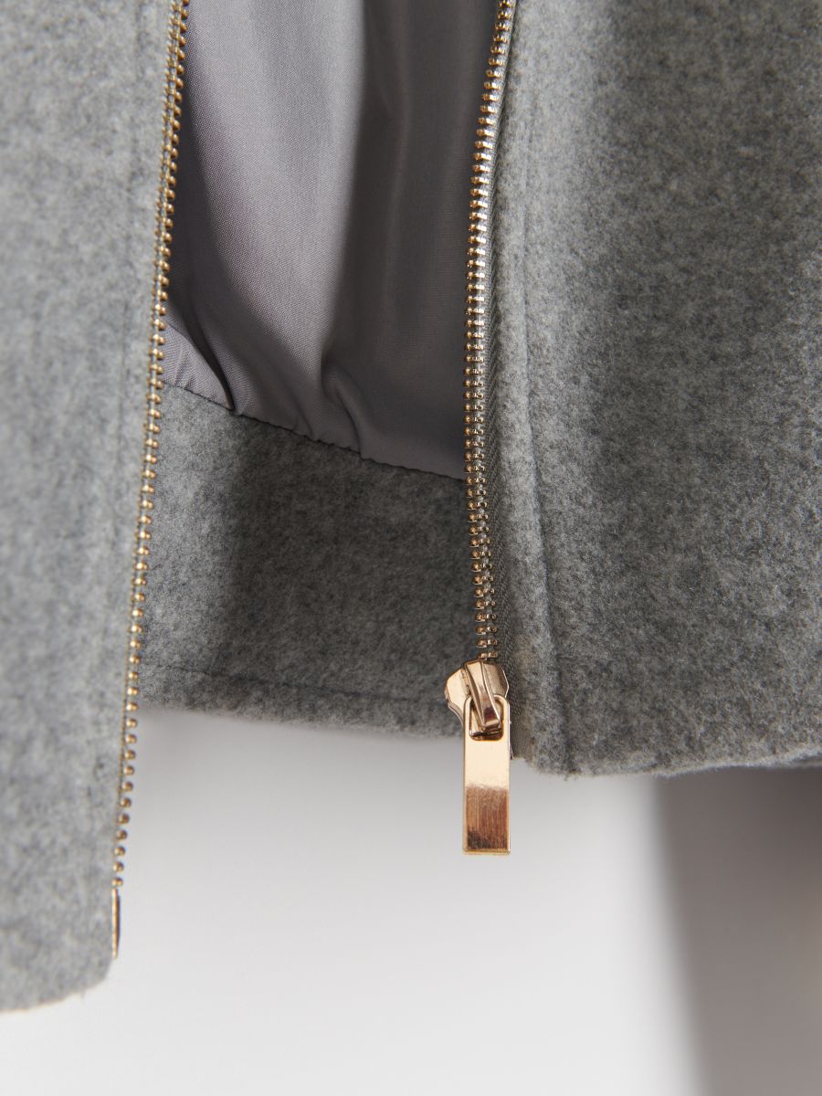 Cropped jacket with collar - mid grey - RESERVED - 4