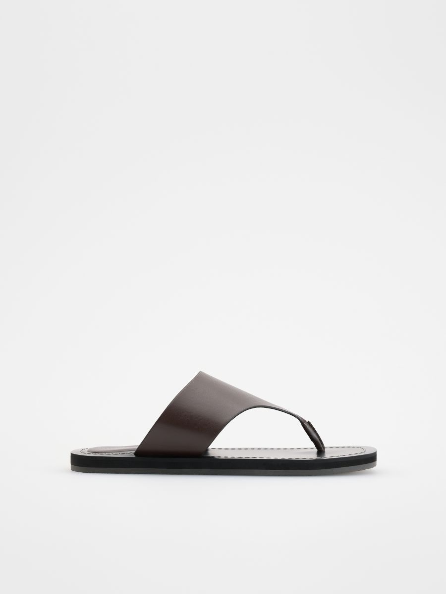 Leather rich sliders - beige - RESERVED