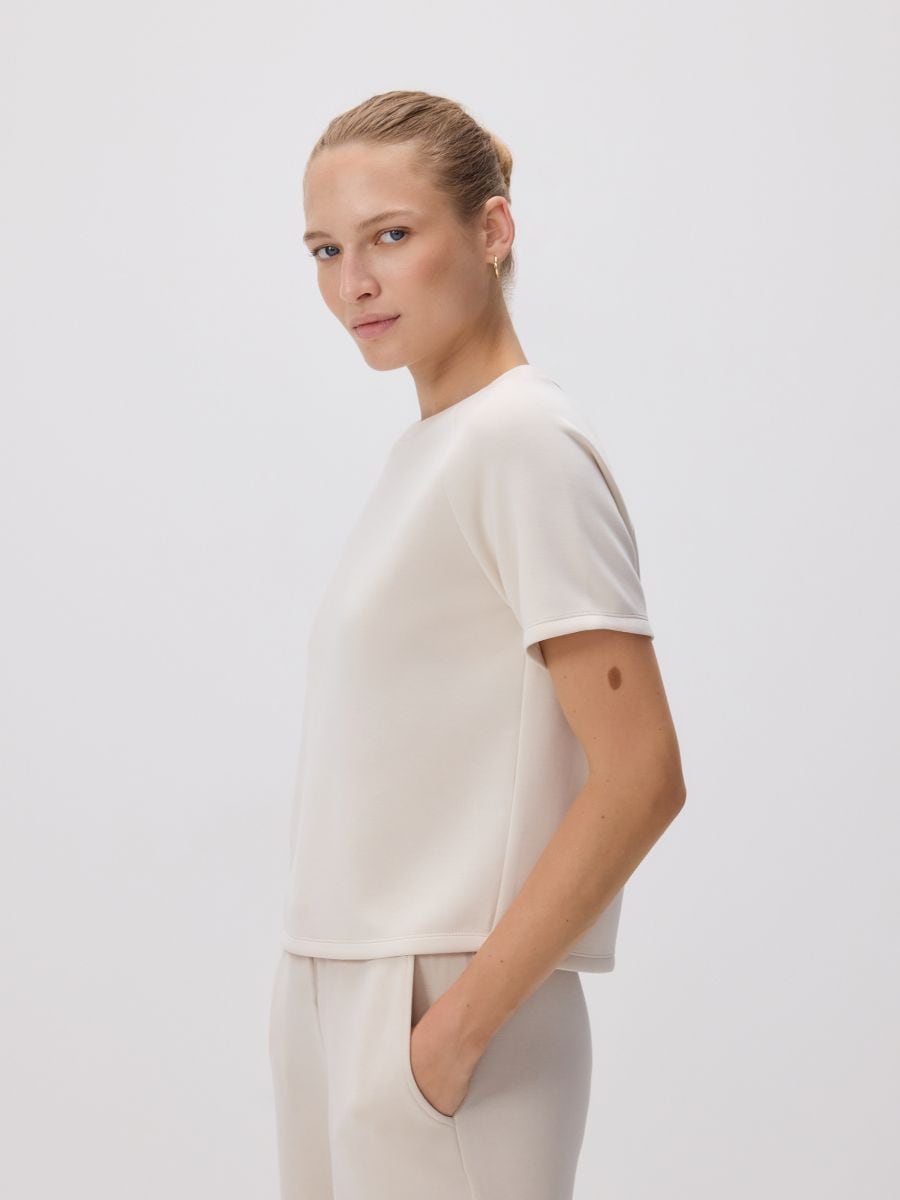 Regular fit modal blend T-shirt - beige - RESERVED