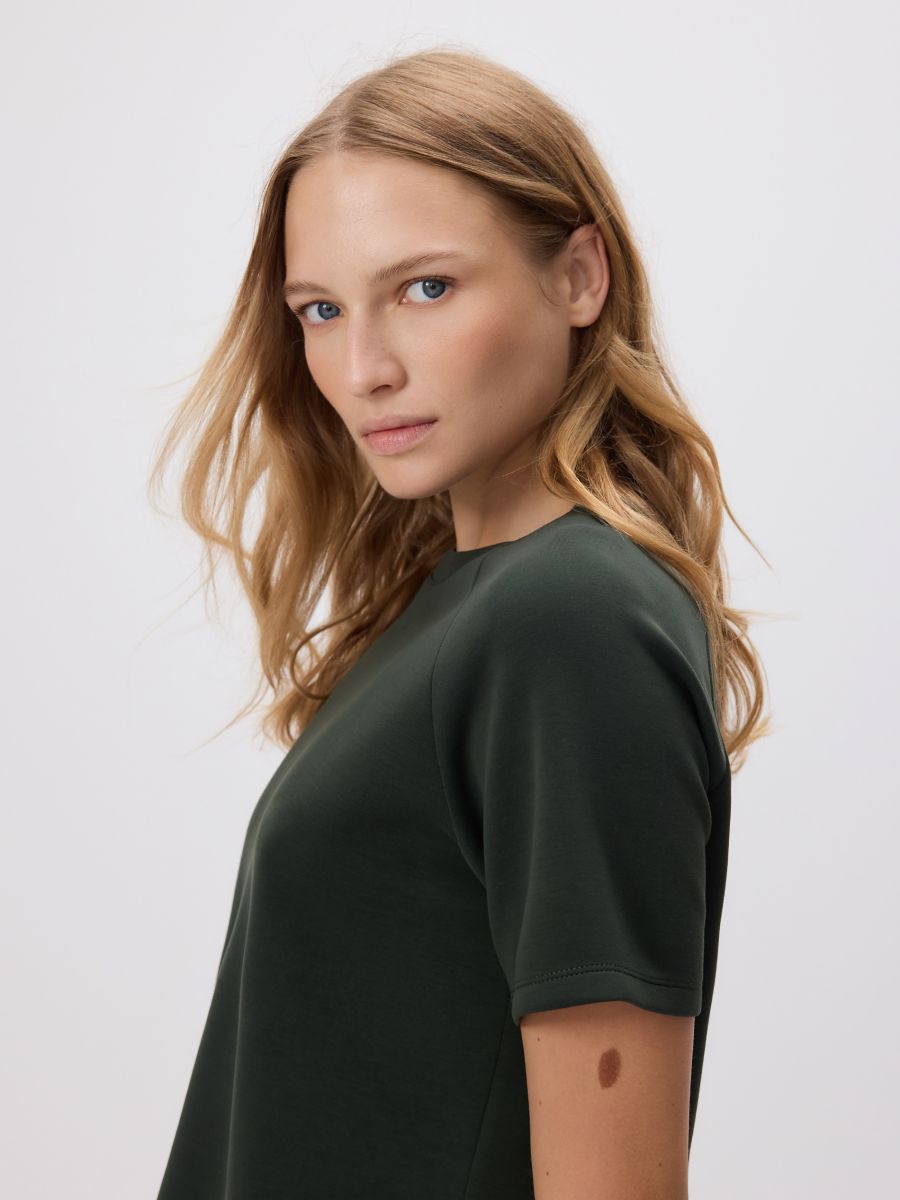 Regular fit modal blend T-shirt - dark green - RESERVED