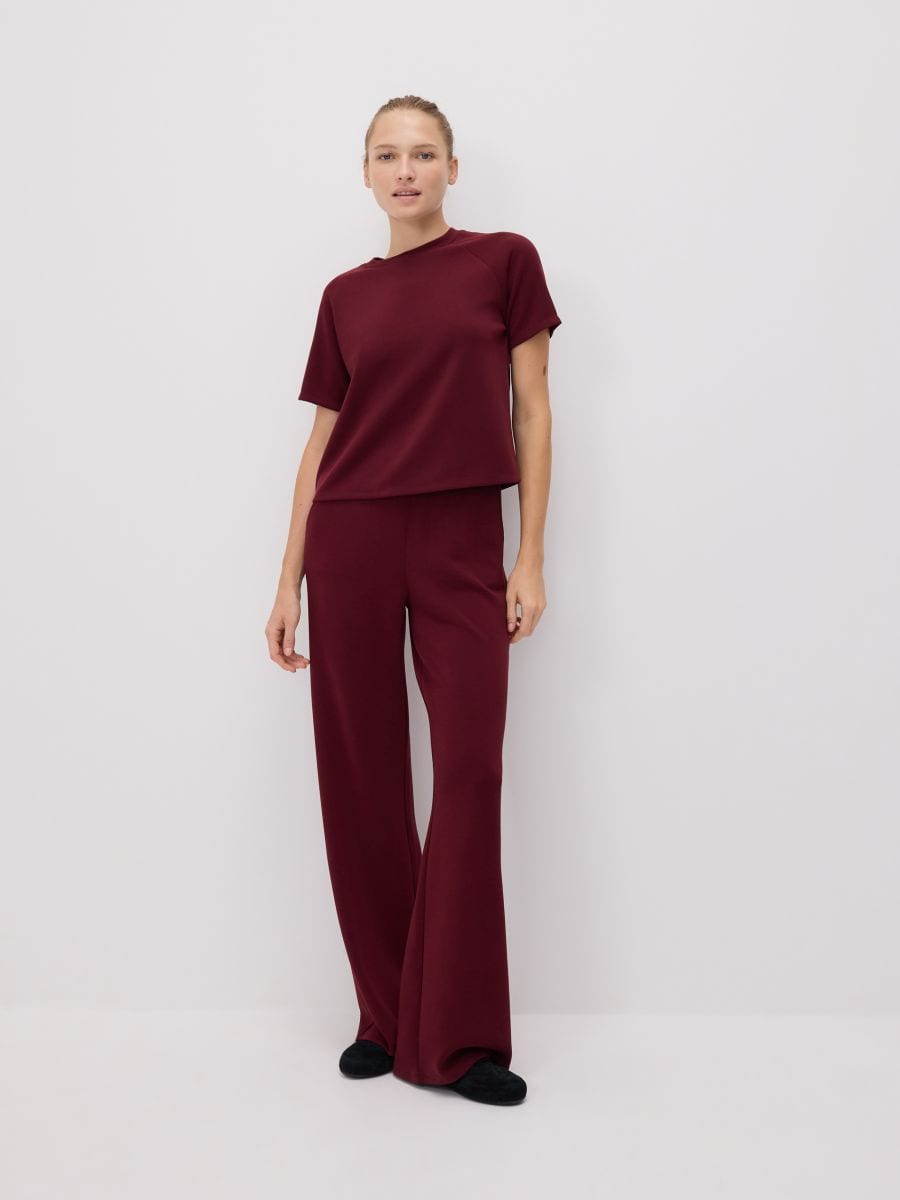 Regular fit modal blend T-shirt - maroon - RESERVED