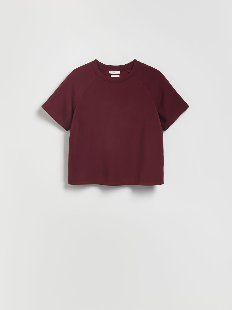 Regular fit modal blend T-shirt - maroon - RESERVED