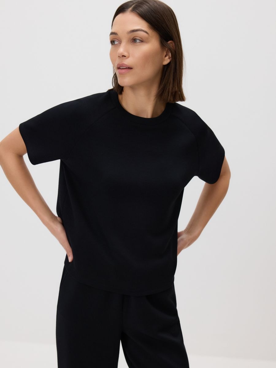 Modal blend T-shirt - black - RESERVED