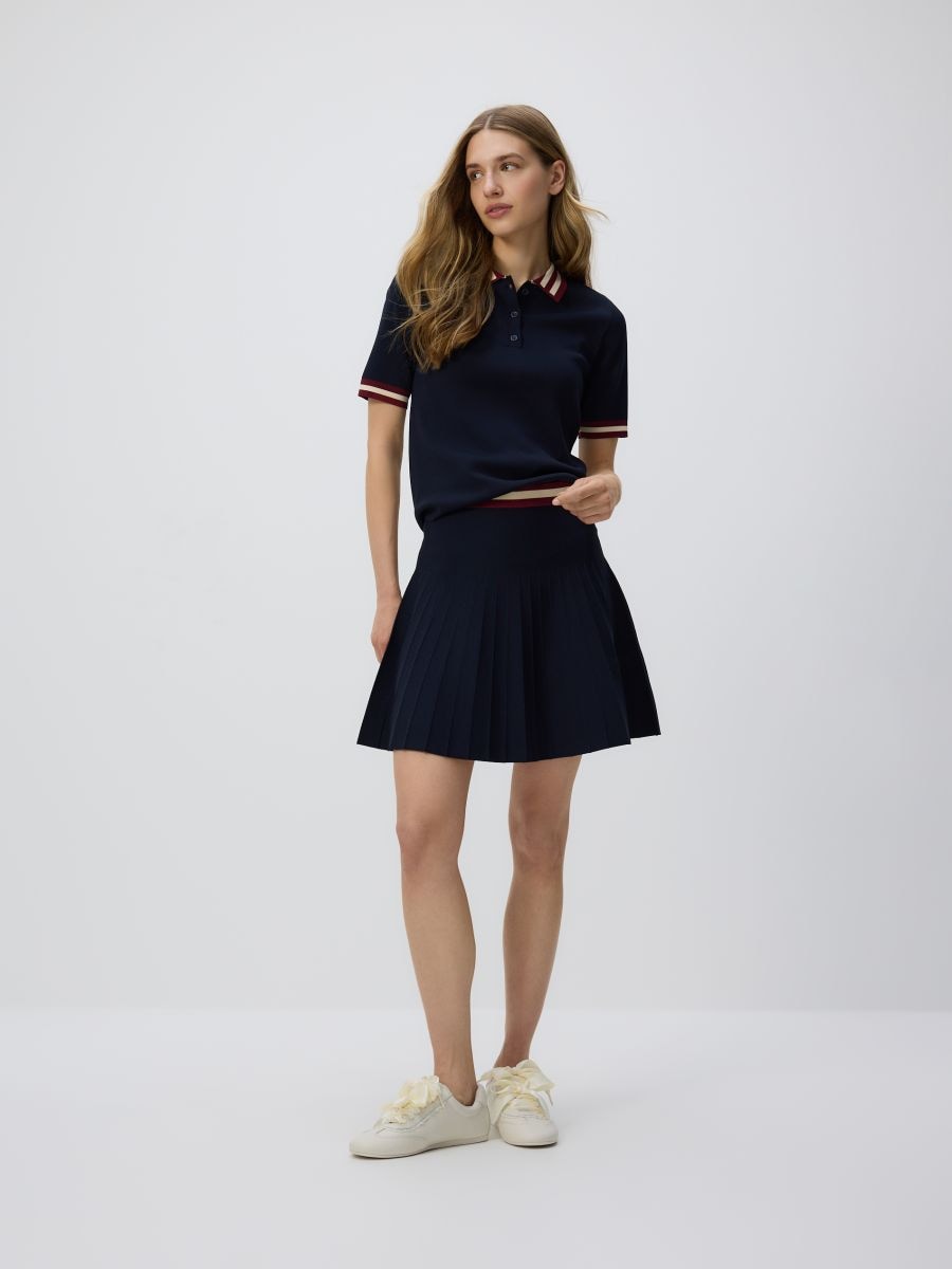 Skirt with contrast insert - navy - RESERVED - 4