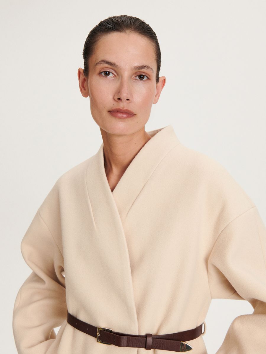 Coat with belt - cream - RESERVED - 3