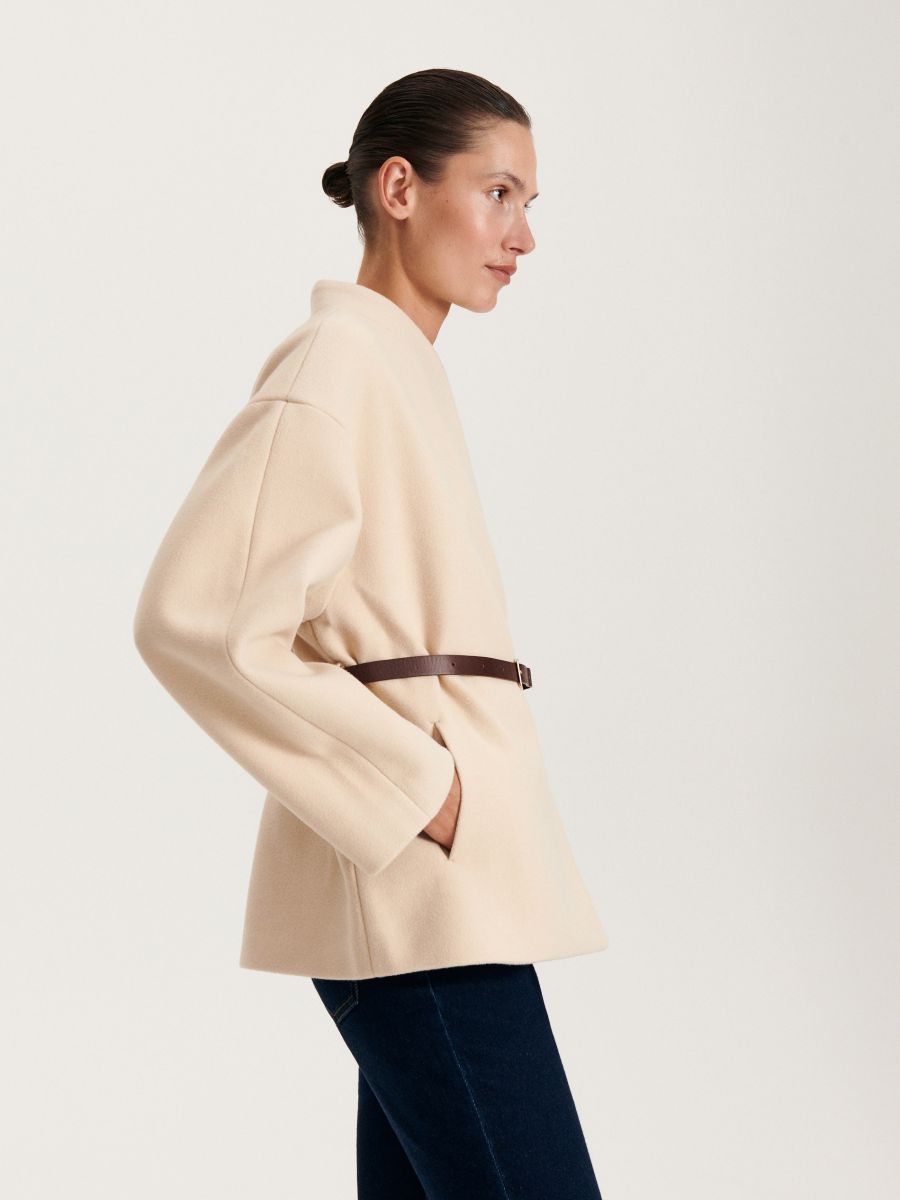 Coat with belt - cream - RESERVED - 2
