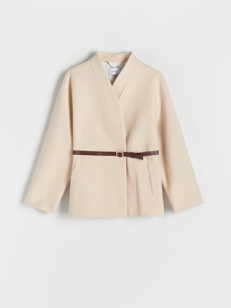 Coat with belt - cream - RESERVED - 4