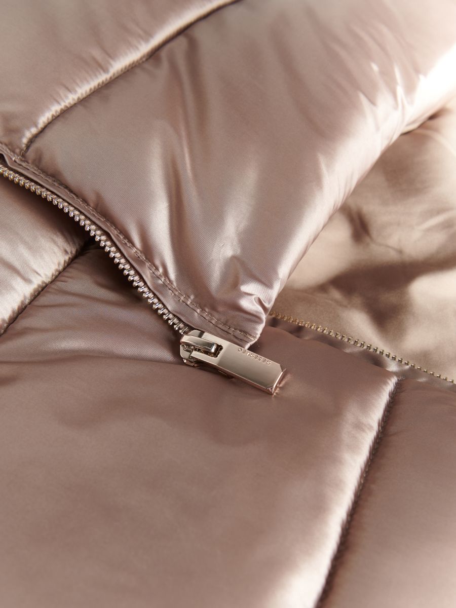 Jacket with high stand up collar - beige - RESERVED - 6