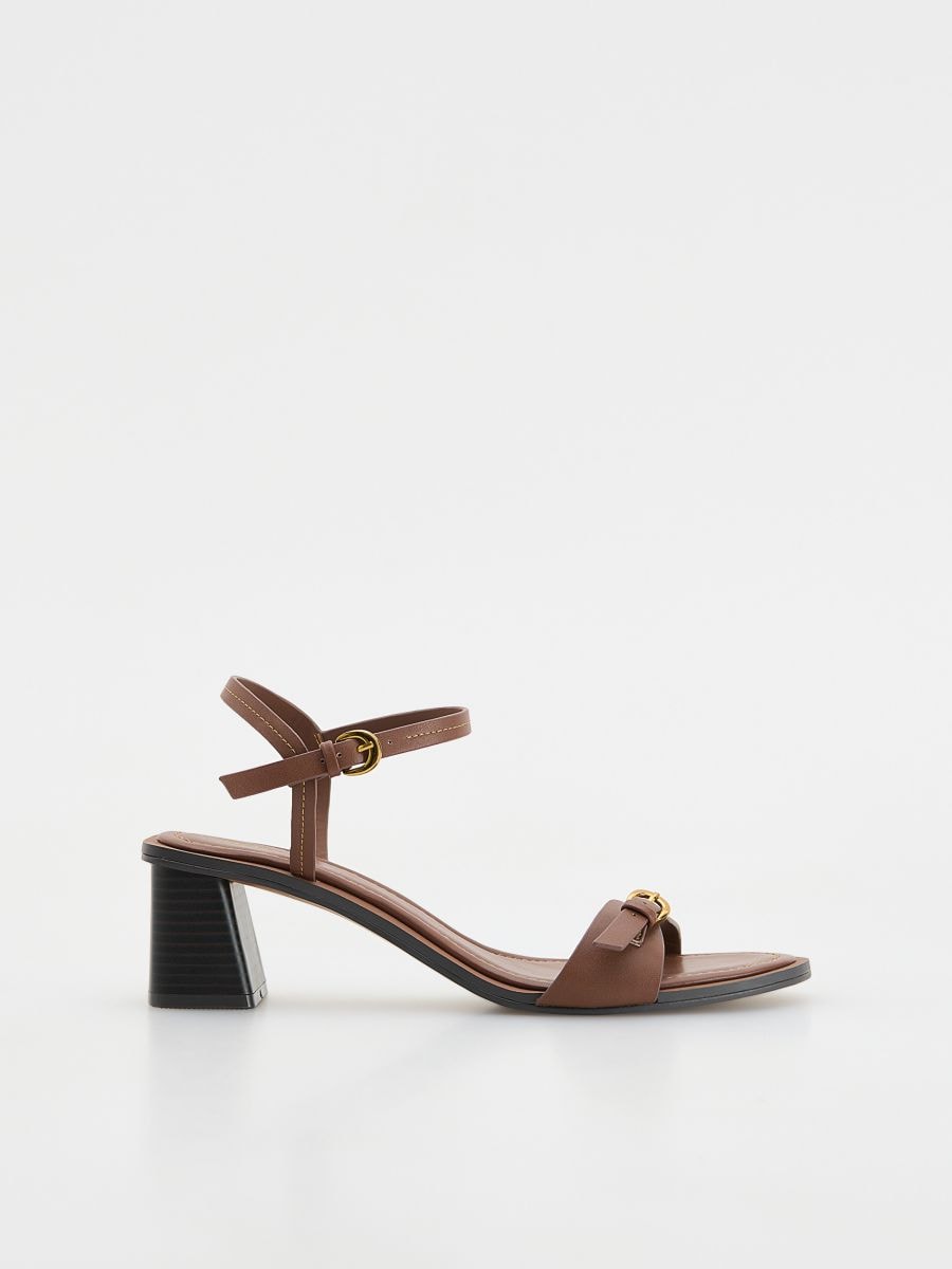 Leather block heel sandals - brown - RESERVED - 2