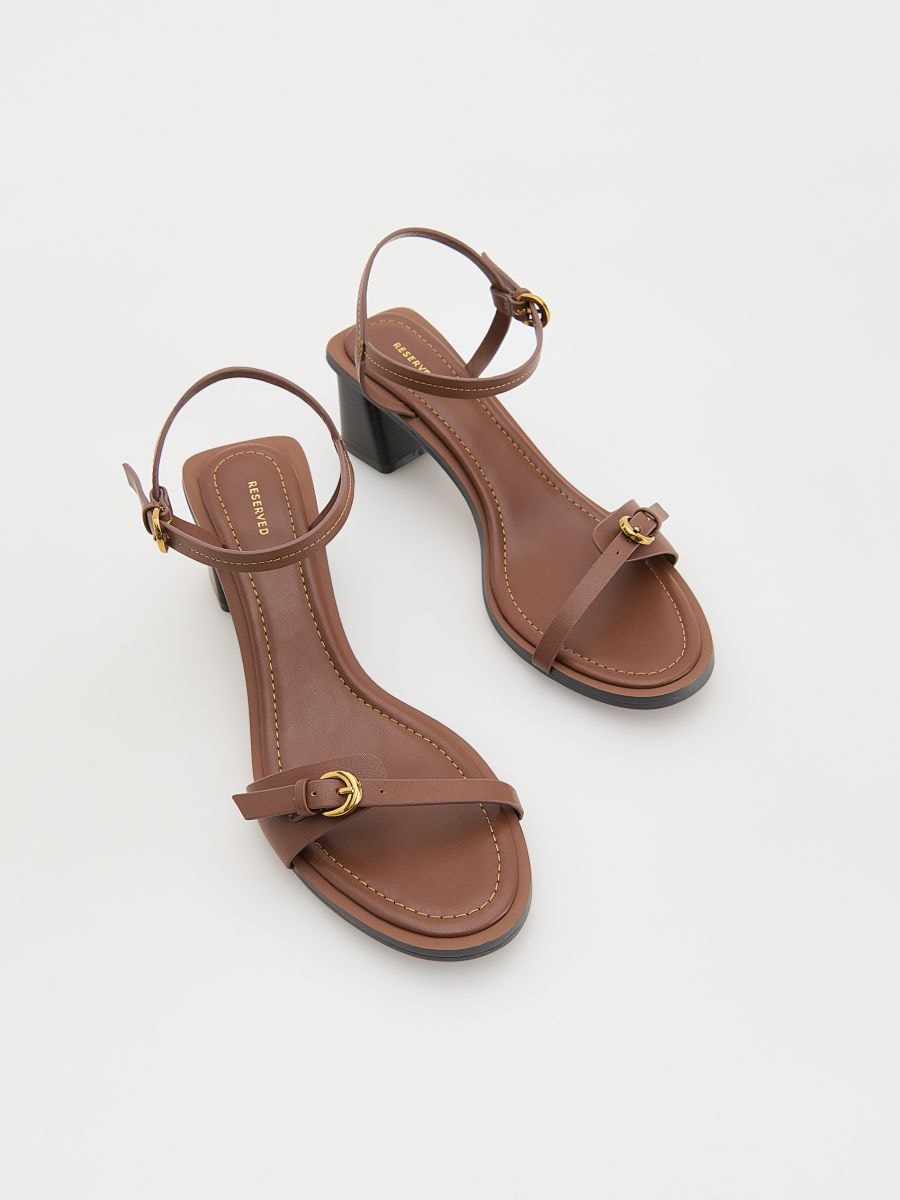 Leather block heel sandals - brown - RESERVED - 3