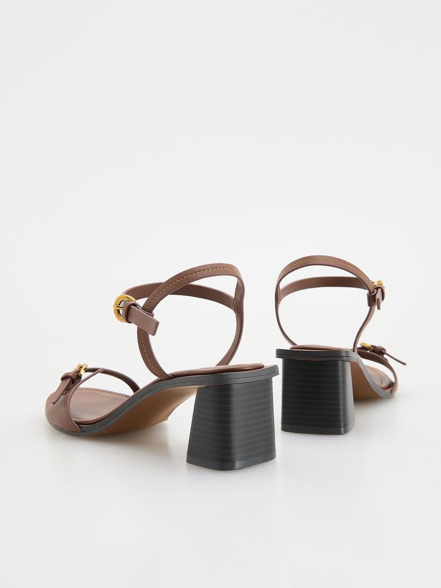Leather block heel sandals - brown - RESERVED - 4