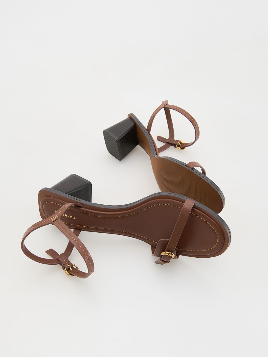 Leather block heel sandals - brown - RESERVED - 5
