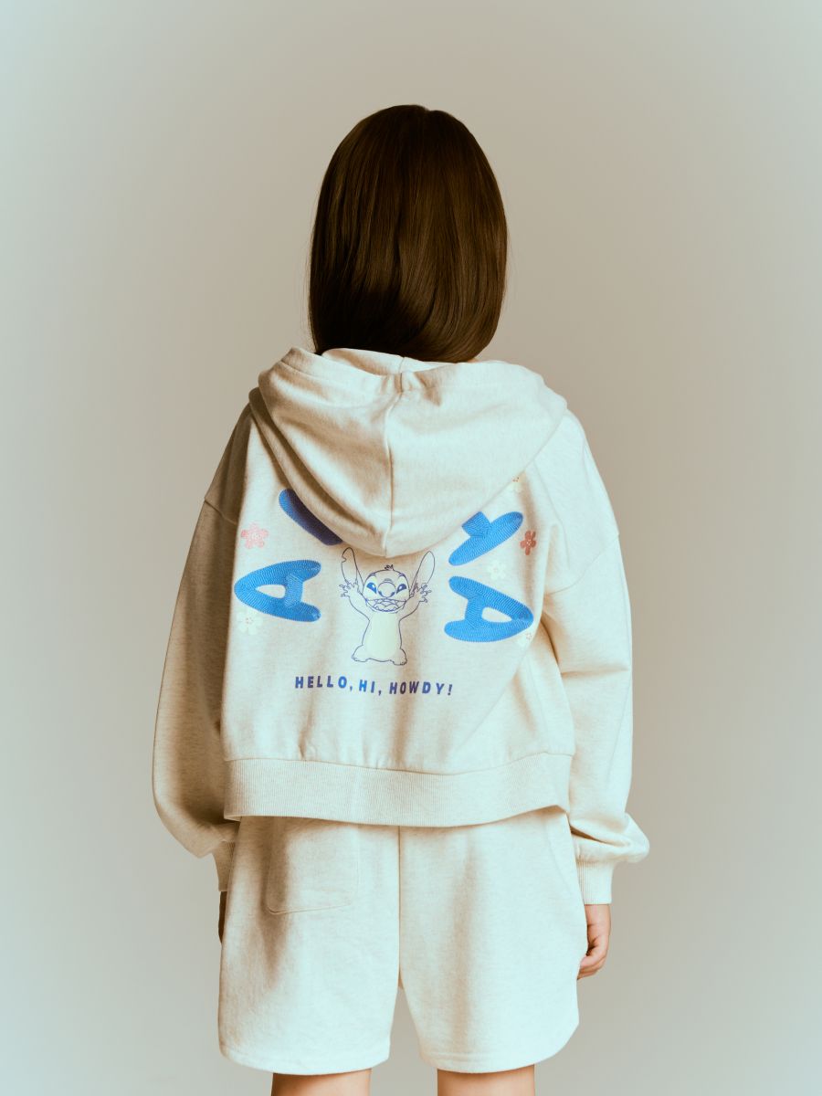 Bluza z kapturem Lilo i Stitch - beżowy - RESERVED