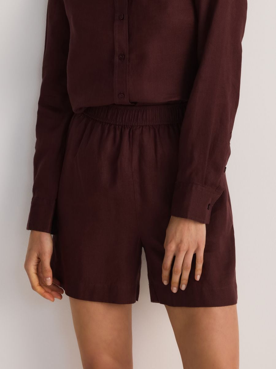 Linen shorts - dark brown - RESERVED - 3