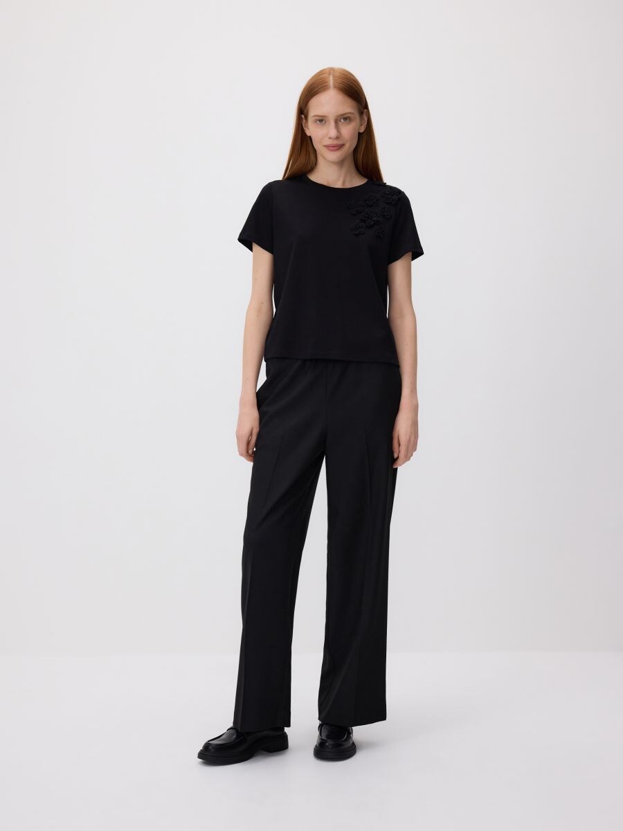 Oversize-T-Shirt mit Applikationen - schwarz - RESERVED