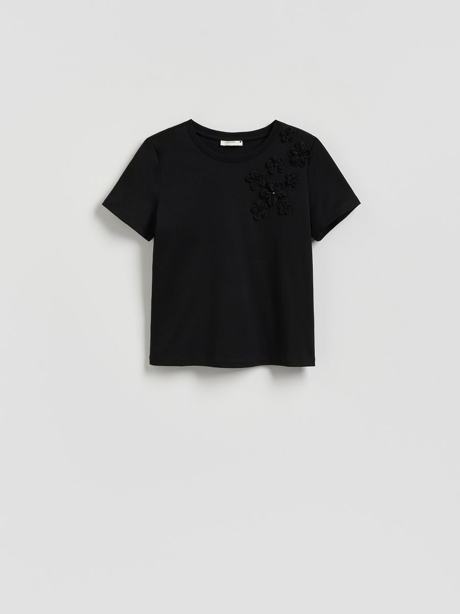T-shirt oversize z aplikacjami - czarny - RESERVED