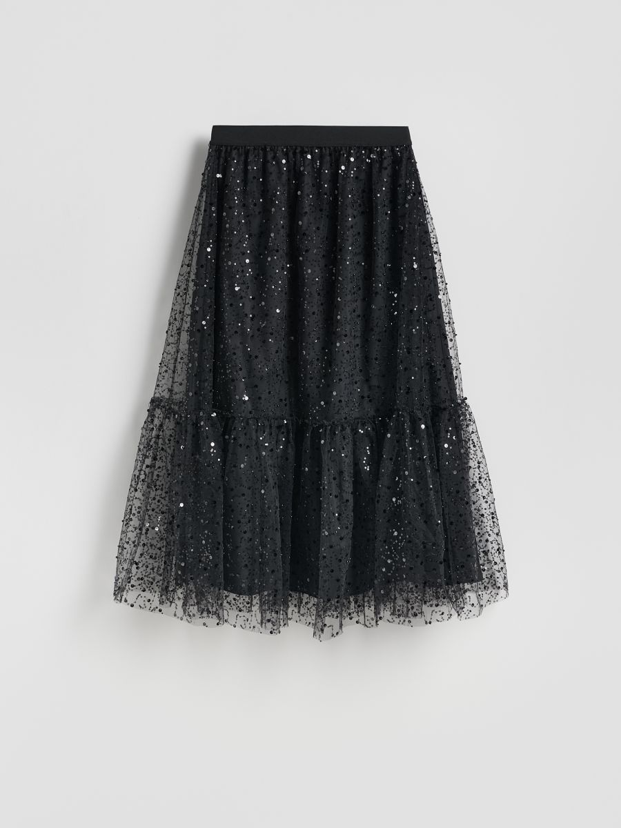 Krilo iz tila z bleščicami - črna - RESERVED