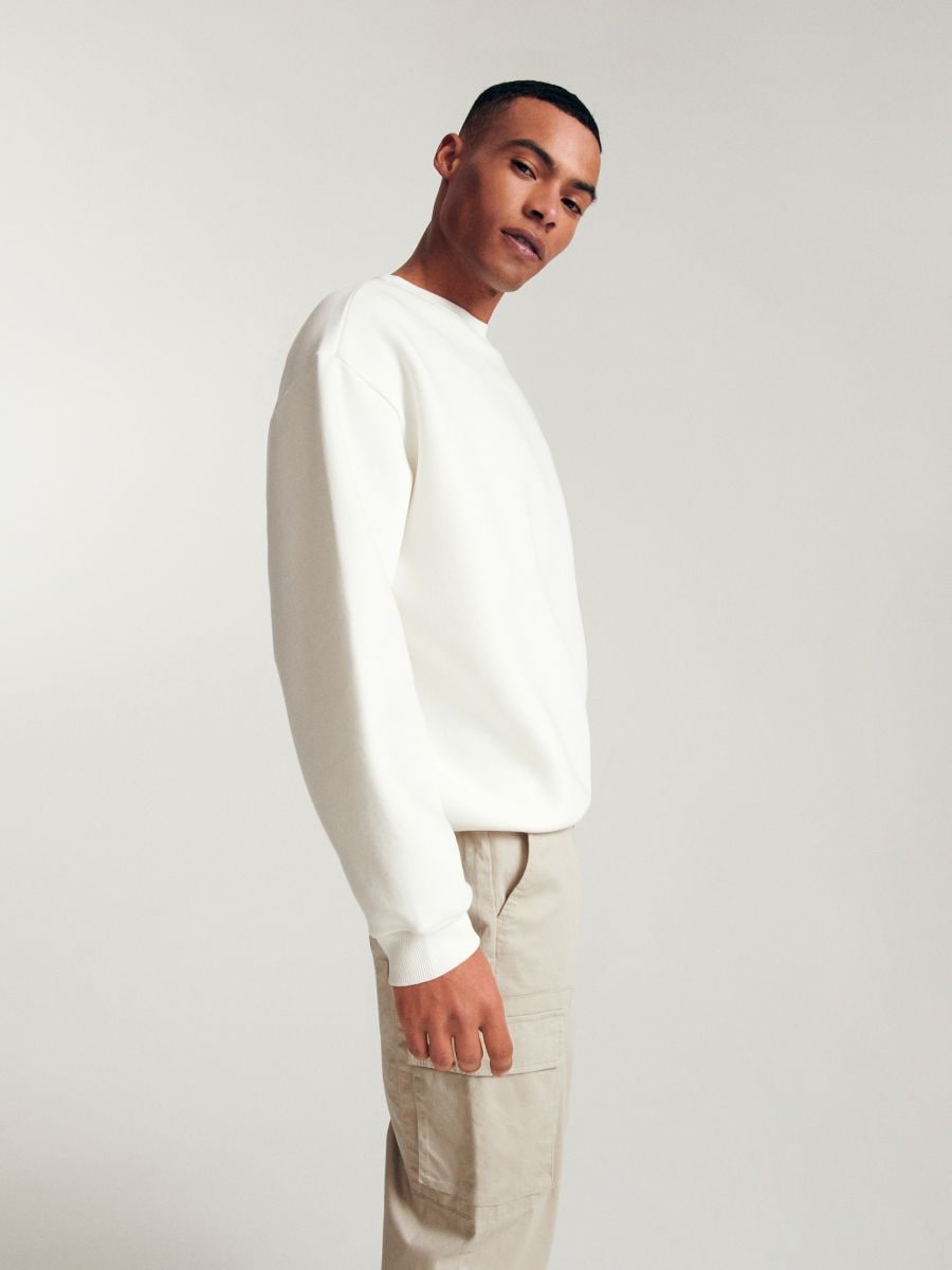 Plain cotton rich sweatshirt COLOUR cream - RESERVED - 5672L-01X