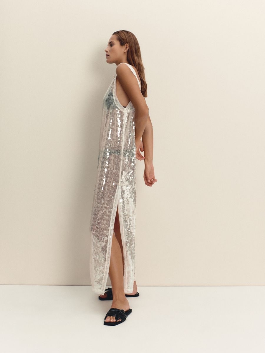 Sequin beach cover up - cream - RESERVED - 3