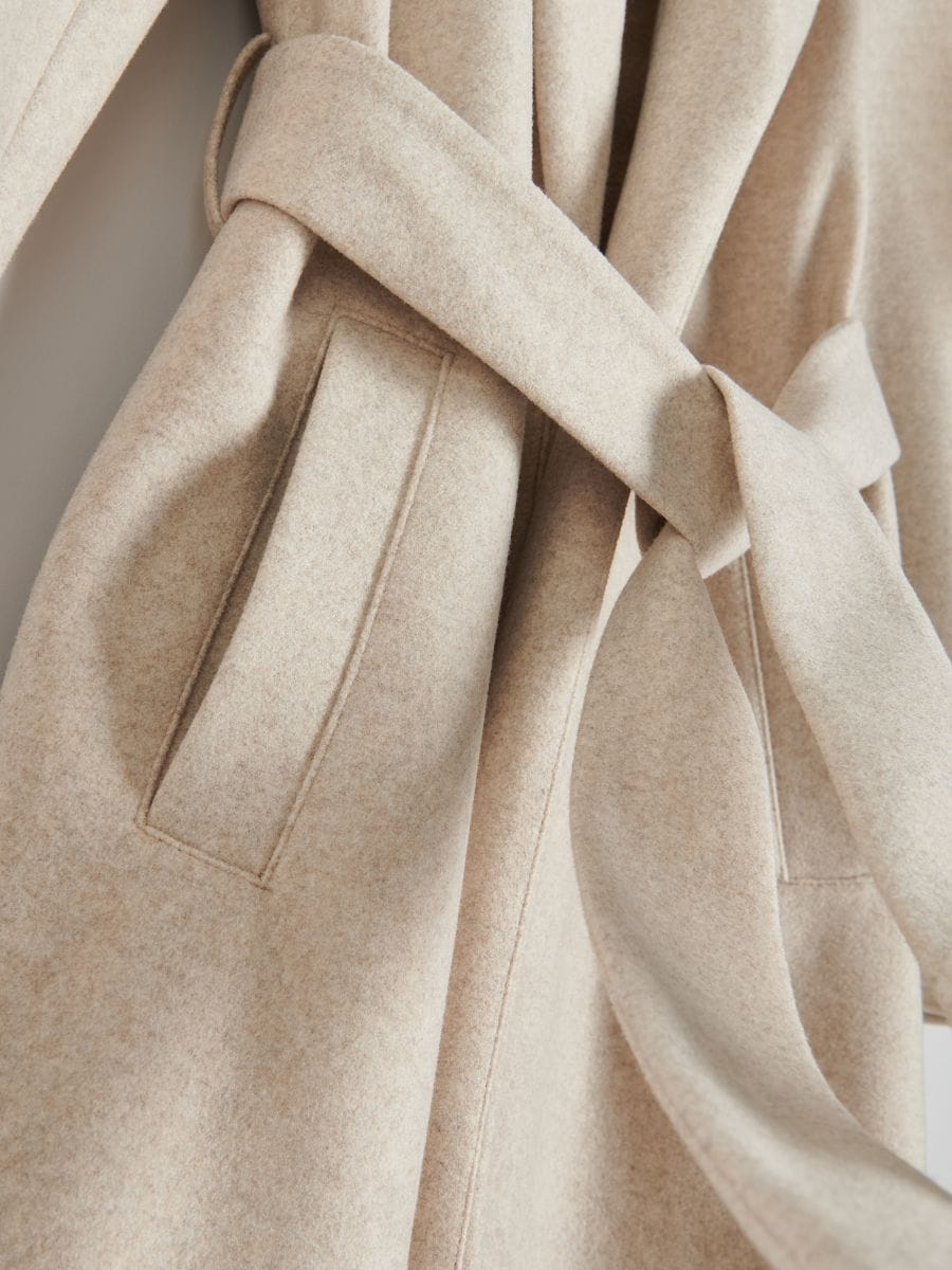 Mantel mit Bindung - taupe - RESERVED - 6