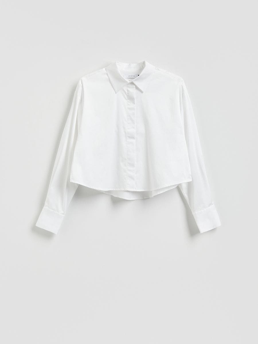 Cropped shirt - white - RESERVED