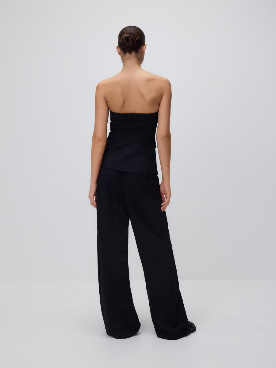 Pantalon large en lin majoritaire - Noir - RESERVED - 7
