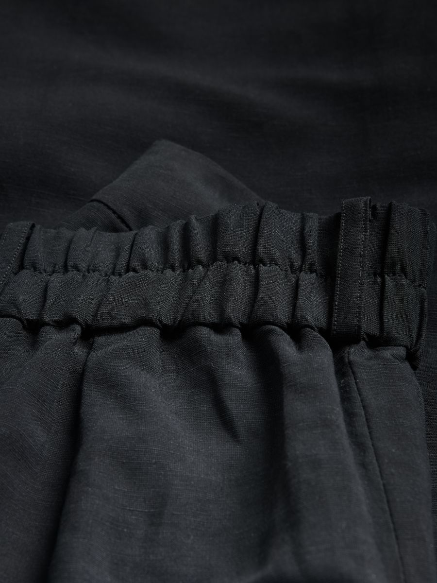 Pantalon large en lin majoritaire - Noir - RESERVED - 3