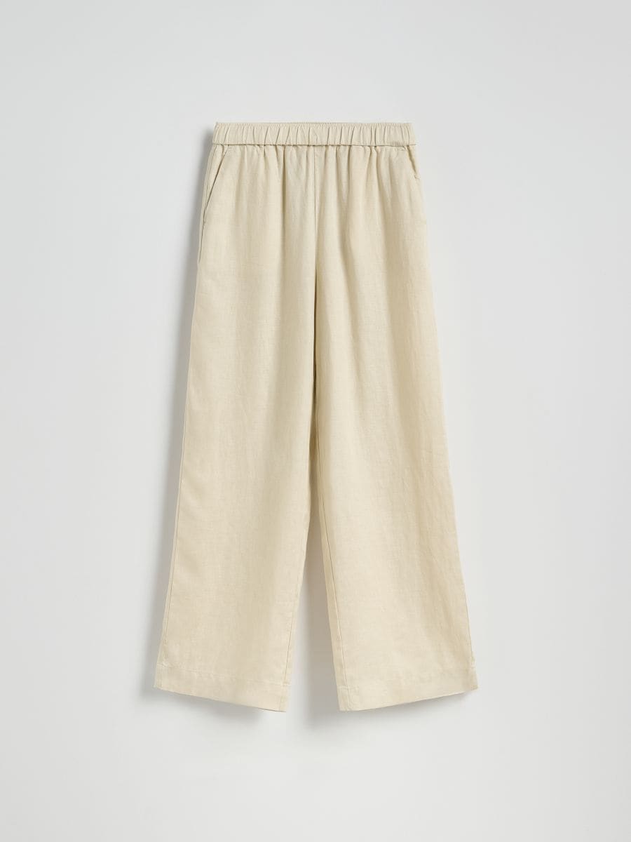 Wide-leg linen trousers - beige - RESERVED - 6