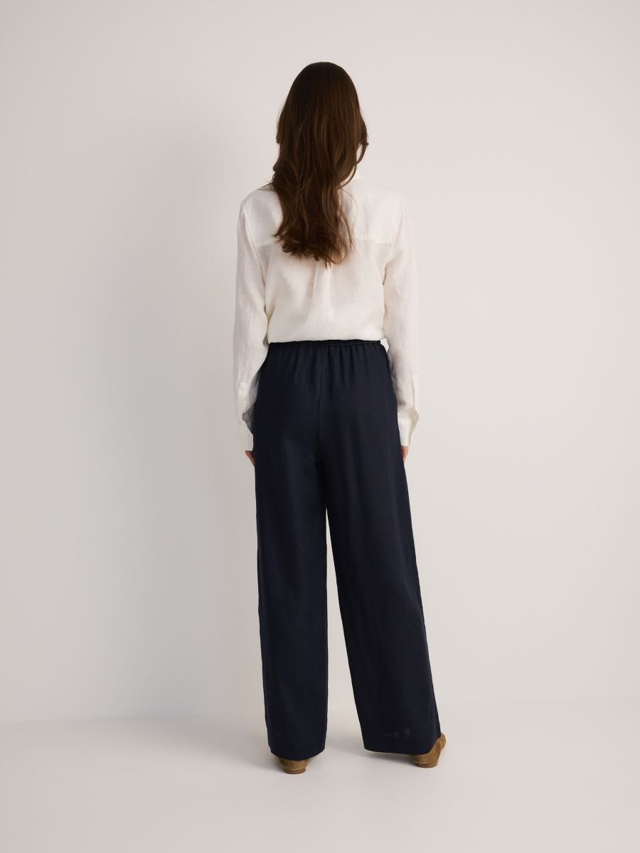 Wide-leg linen trousers - navy - RESERVED - 3