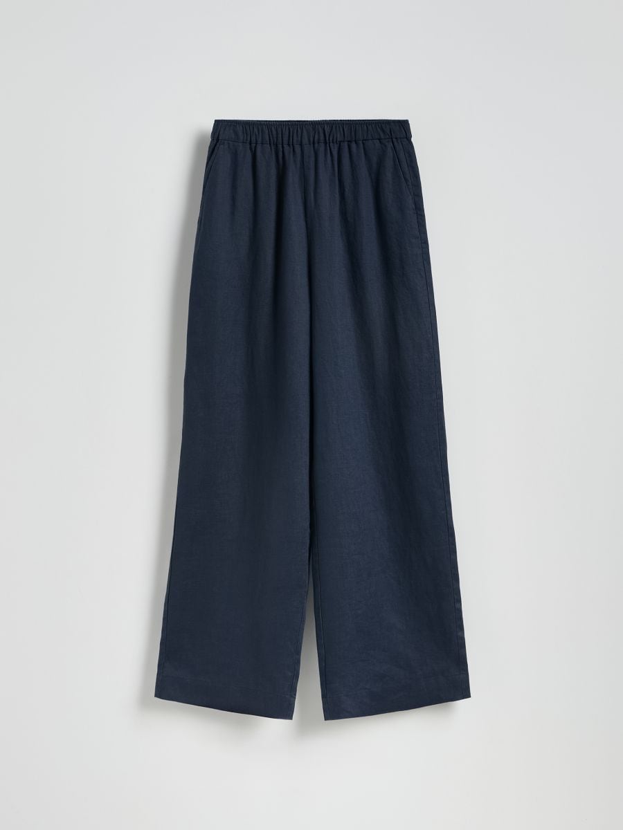 Wide-leg linen trousers - navy - RESERVED - 4