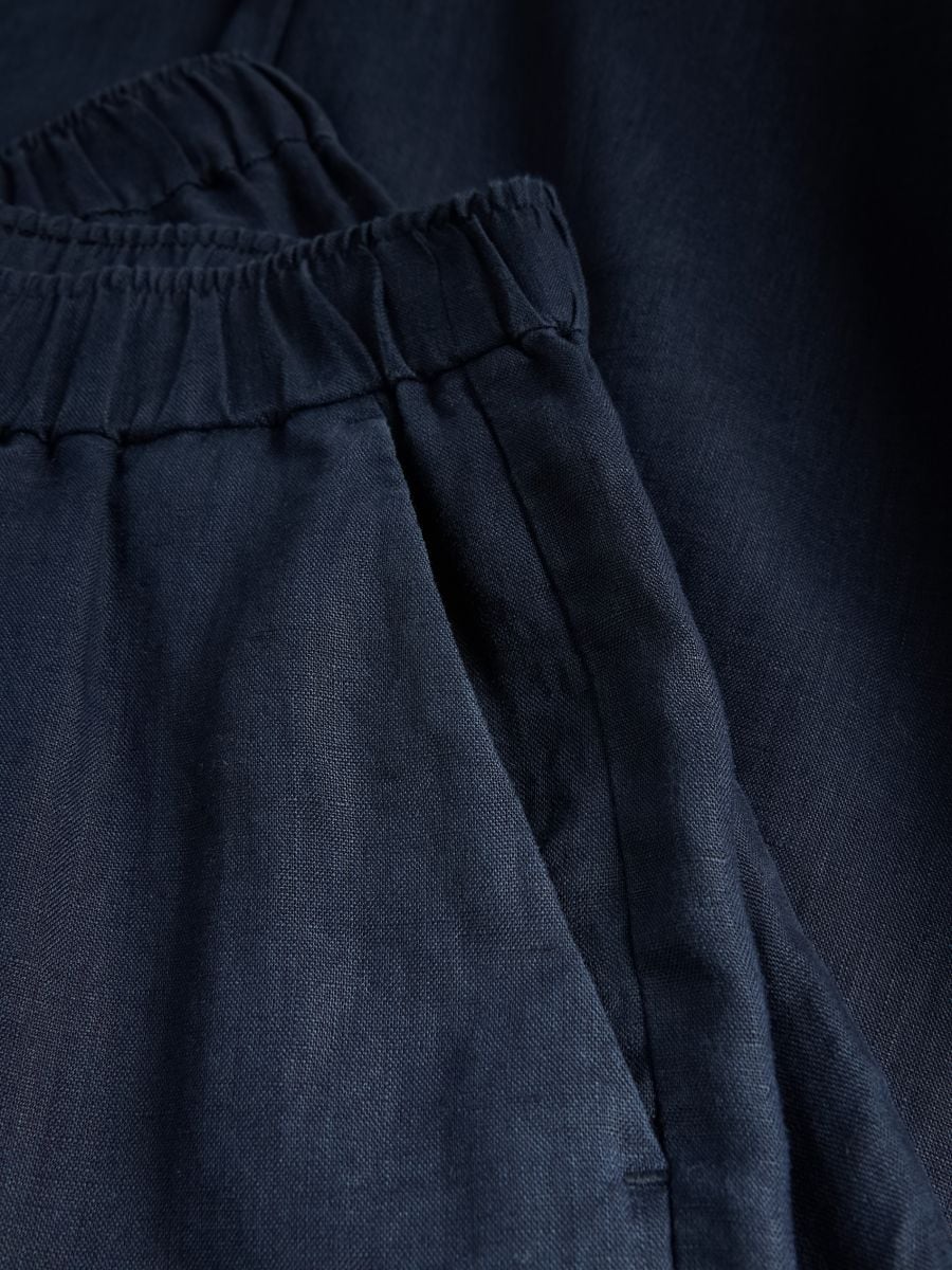 Wide-leg linen trousers - navy - RESERVED - 5