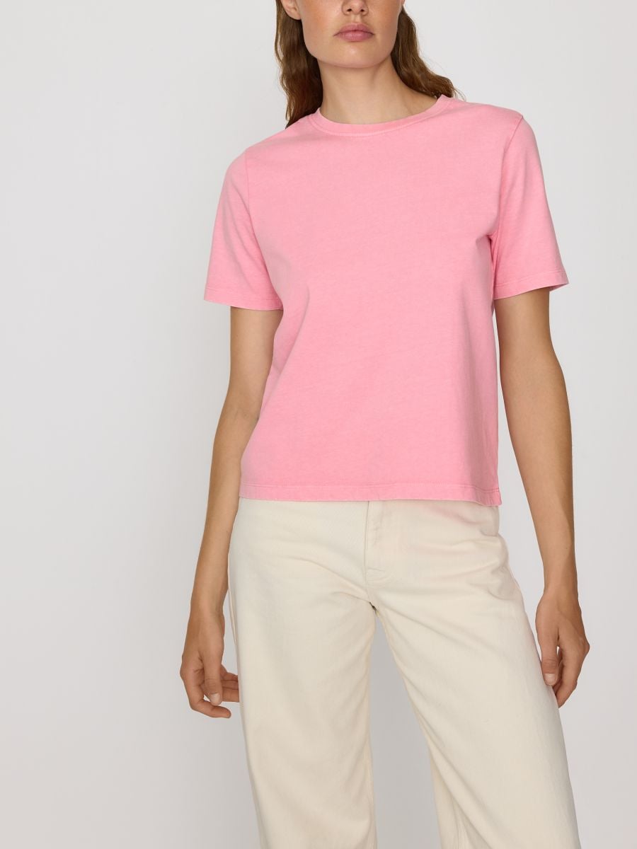 T-shirt with wash effect - pastel pink - RESERVED