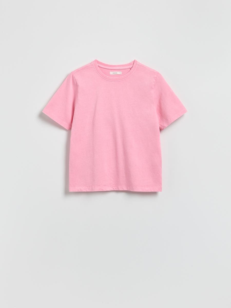 T-shirt with wash effect - pastel pink - RESERVED