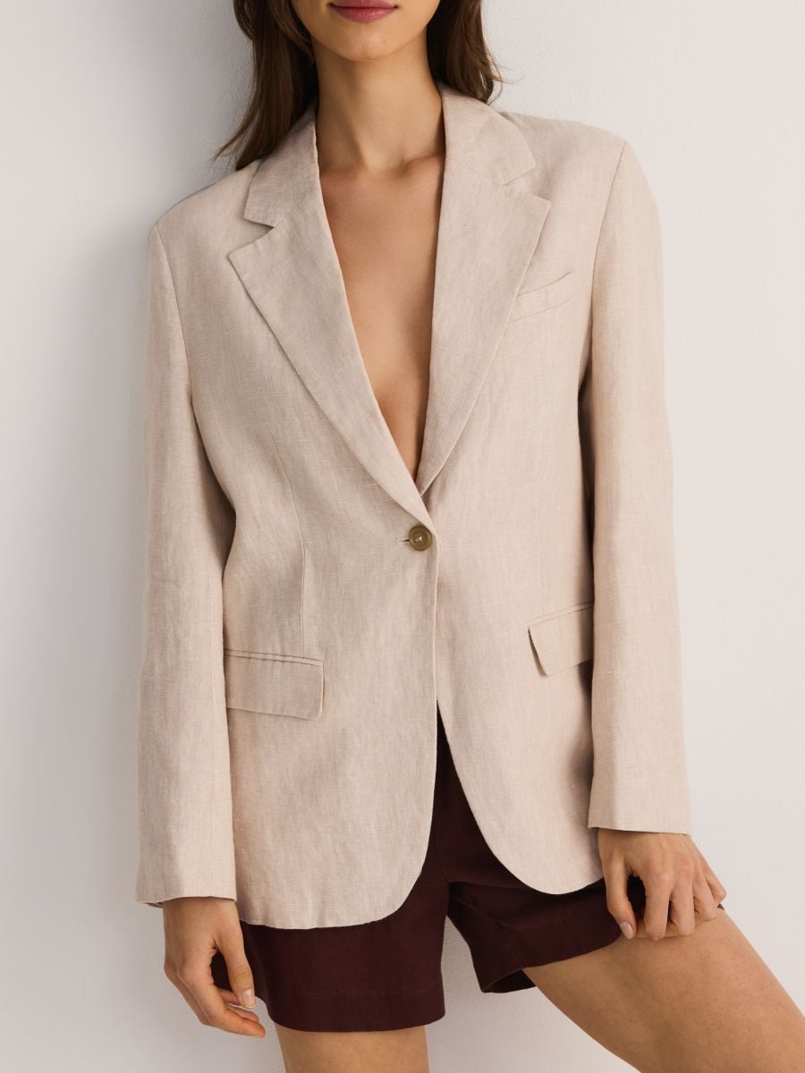 Linen blazer - beige - RESERVED