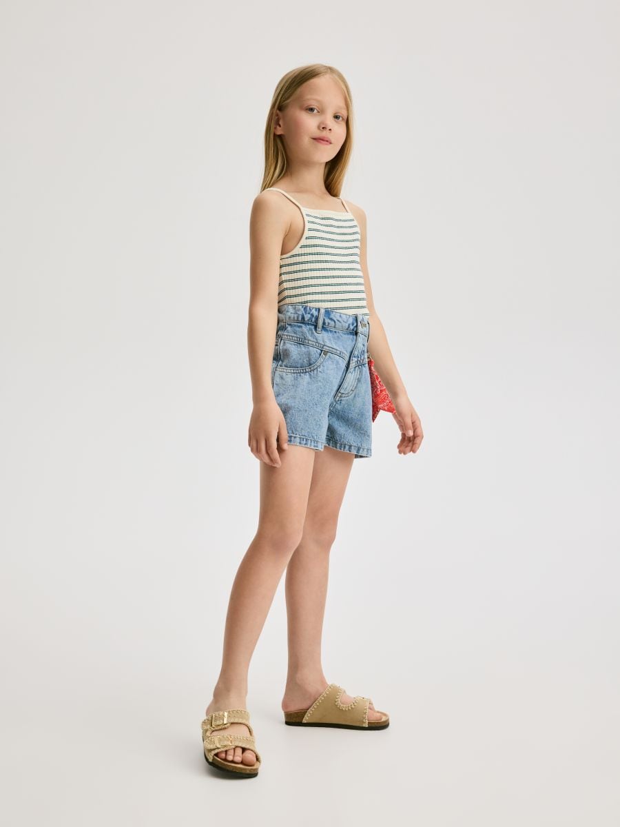 Stripe top - pale turquoise - RESERVED - 5