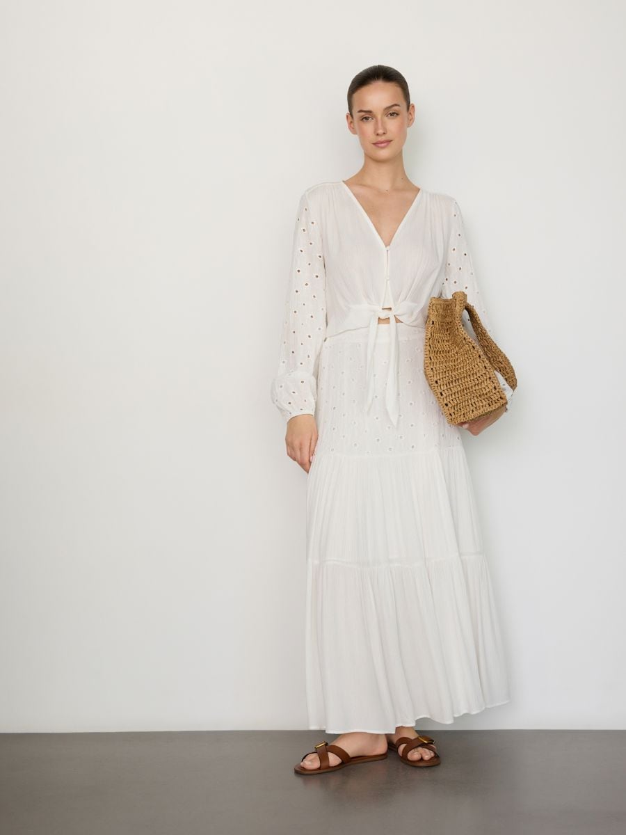 Blouse with decorative tie detail - white - RESERVED - 4