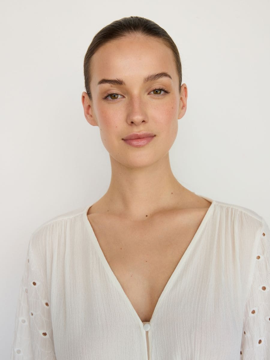 Blouse with decorative tie detail - white - RESERVED - 3