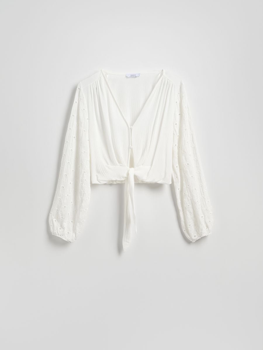 Blouse with decorative tie detail - white - RESERVED - 6