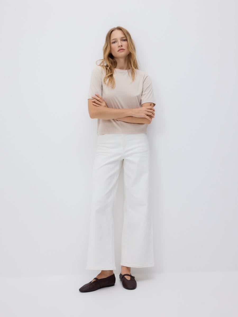 Modal blend oversized T-shirt - beige - RESERVED