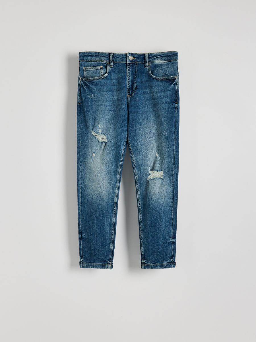 Distressed carrot slim jeans - indigo jeans - RESERVED