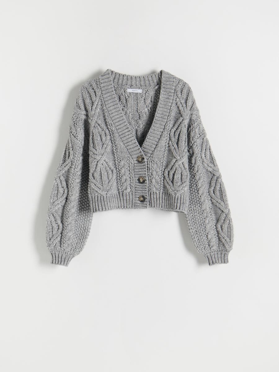 Cable knit cardigan Color mid grey - RESERVED - 5729V-85M